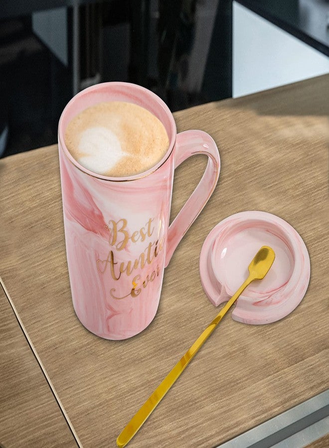 Hedume Best Auntie Ever Mug, 12 Oz Pink Marble Ceramic Coffee Cup with Gifts Box and Greeting Card, Aunt Gifts from Niece and Nephew, Funny Birthday Presents for Aunty - Image 3